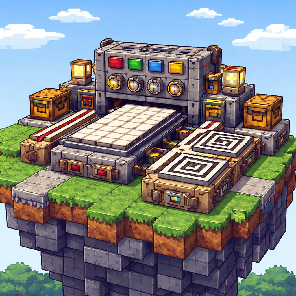 A floating voxel workshop customizing a 10 PRINT-style pattern engine