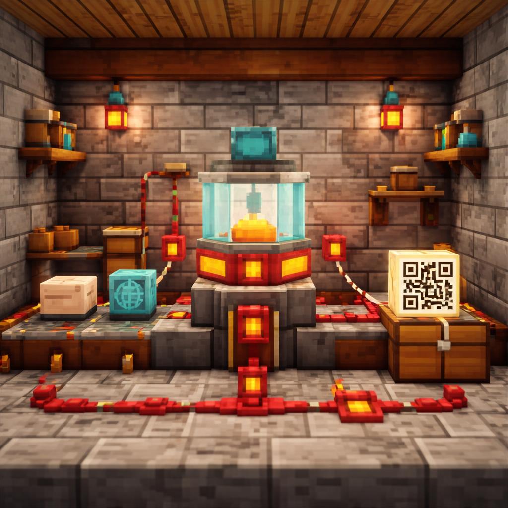 Voxel workshop showing text and link inputs being transformed into a single QR tile
