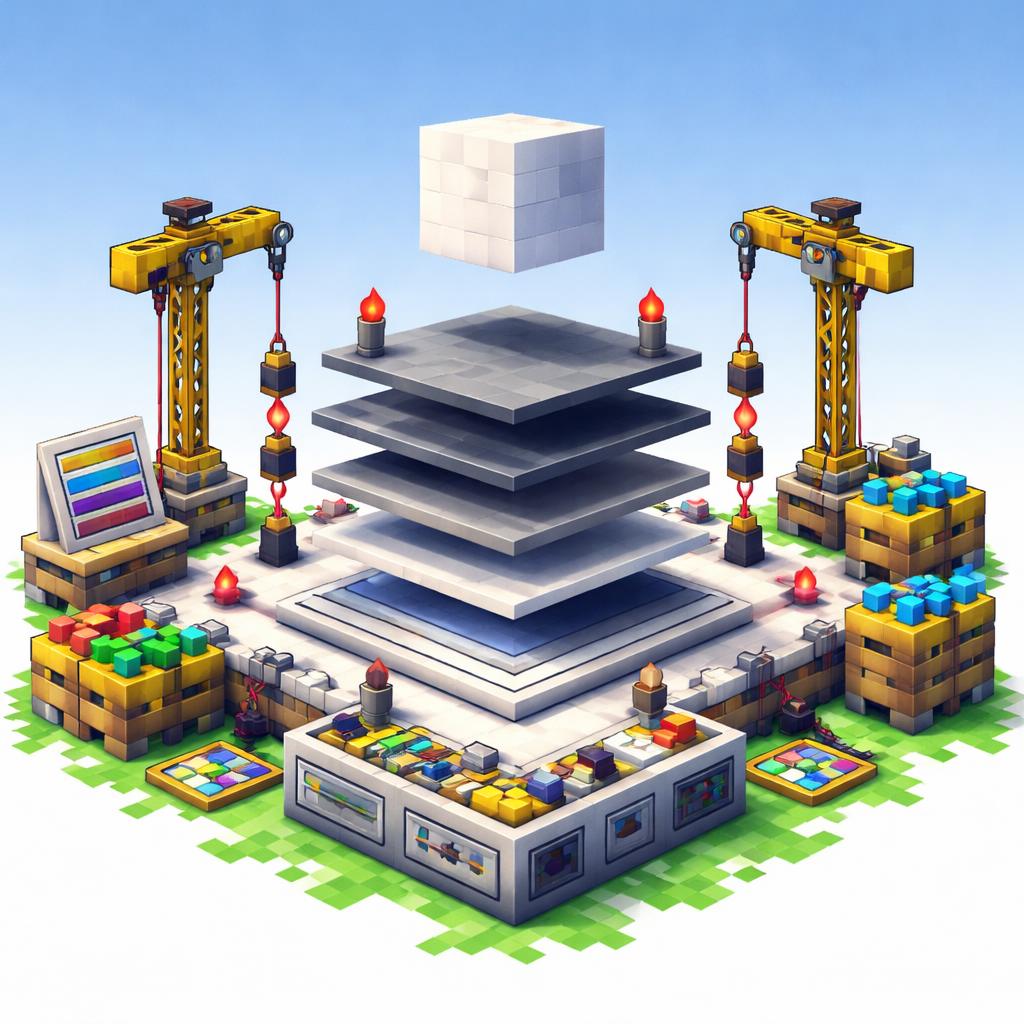 Voxel shadow layer lab illustration