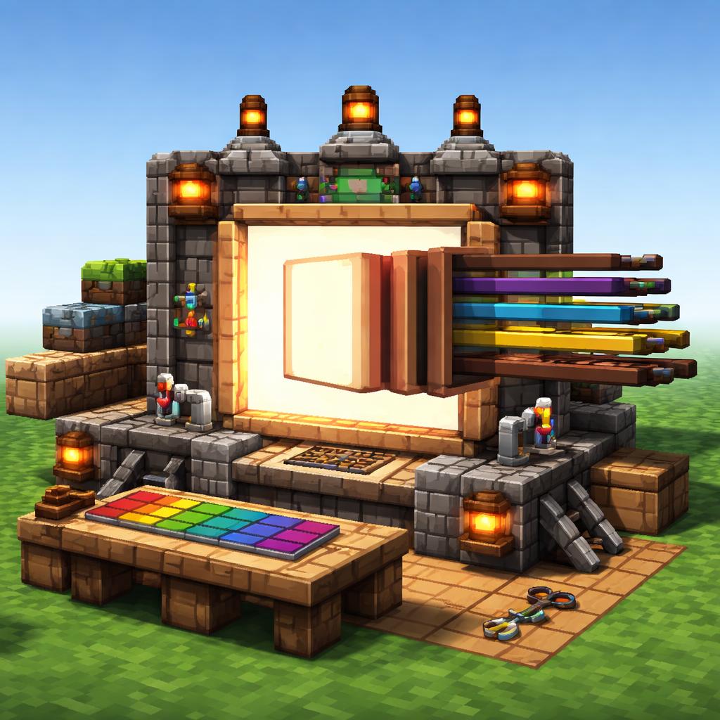 Voxel text shadow workshop illustration