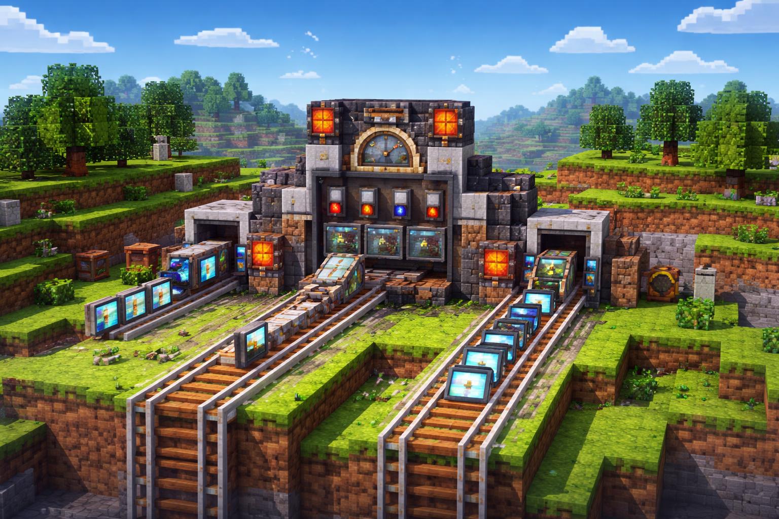 Hero banner showing a voxel speed-control machine processing video frames