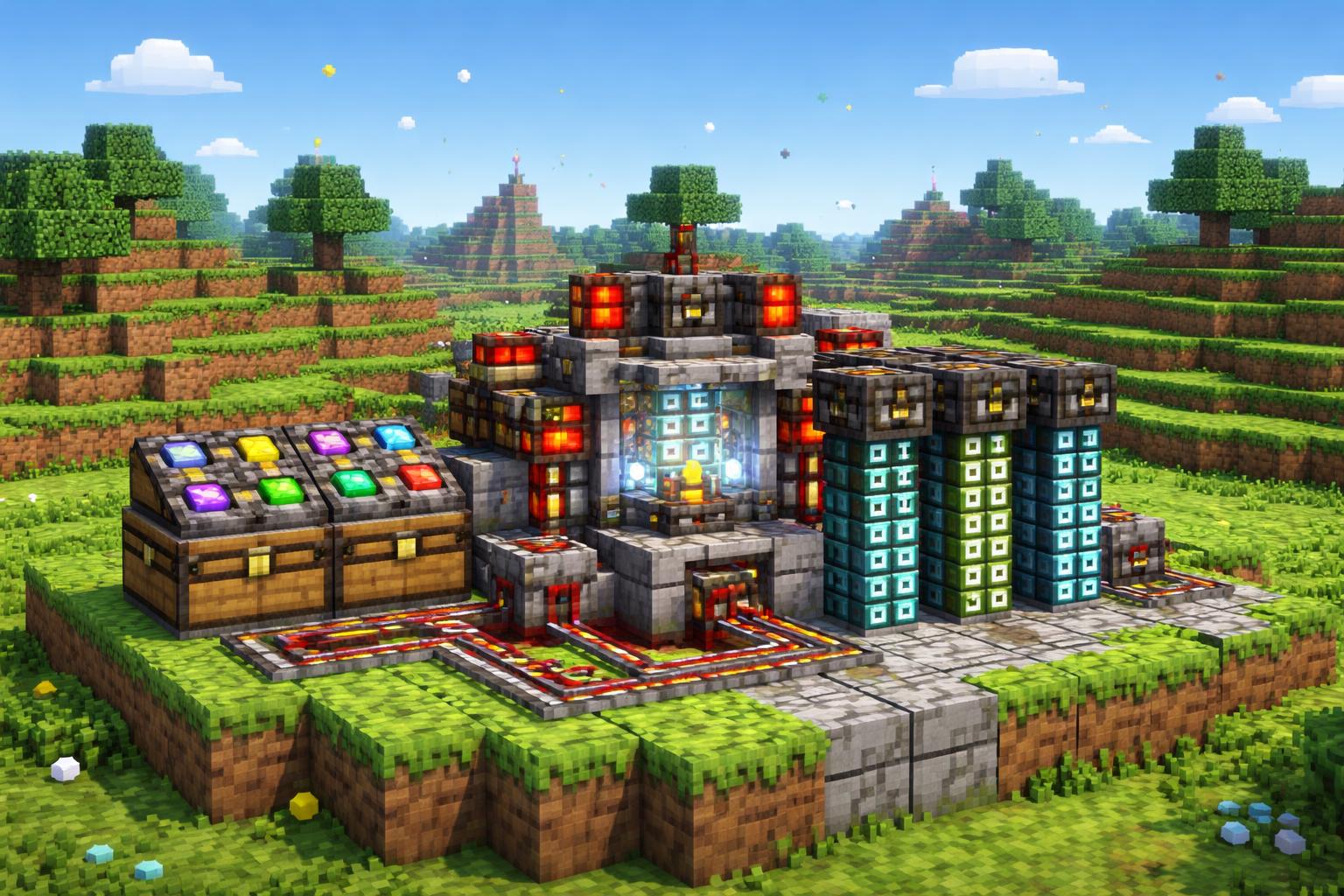 Hero banner showing a voxel conversion machine transforming hex values into binary blocks
