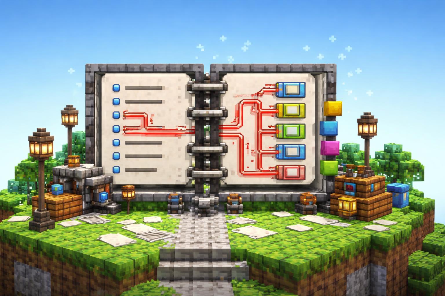 Hero banner showing a voxel machine transforming a flat document list into a nested bookmark tree
