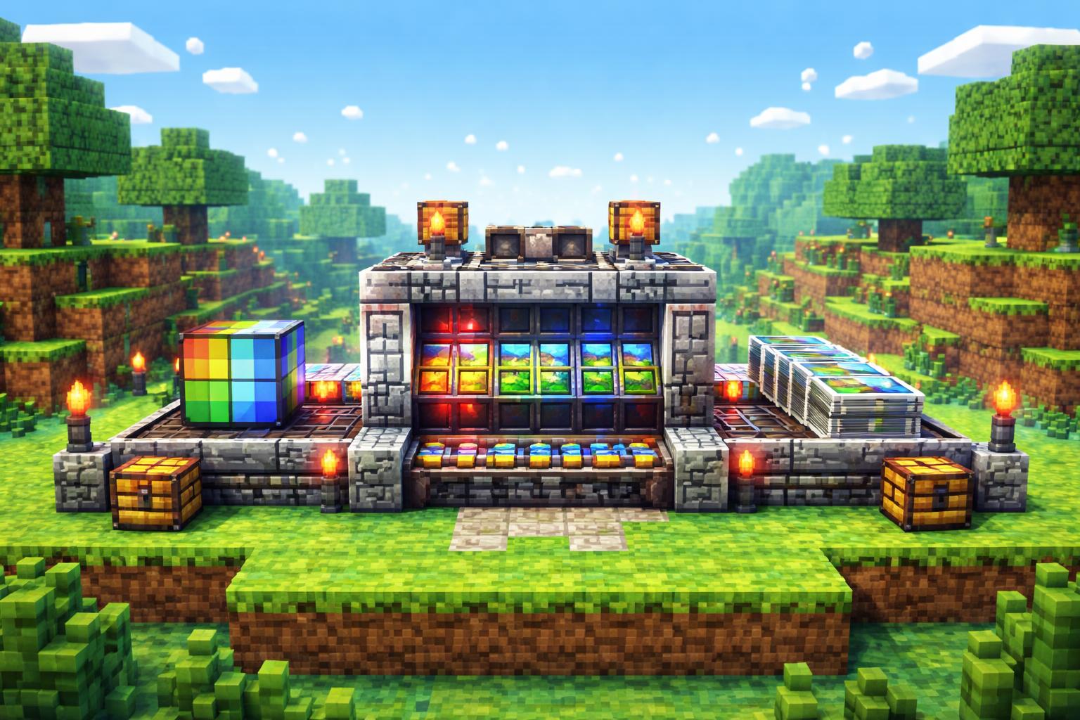 Hero banner showing a voxel machine splitting one animated reel into many frame tiles