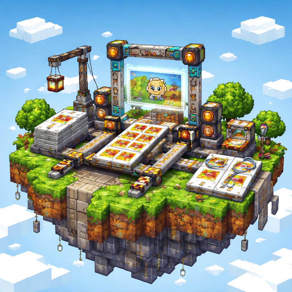 Voxel sky island with a precision frame-cropping and resizing station