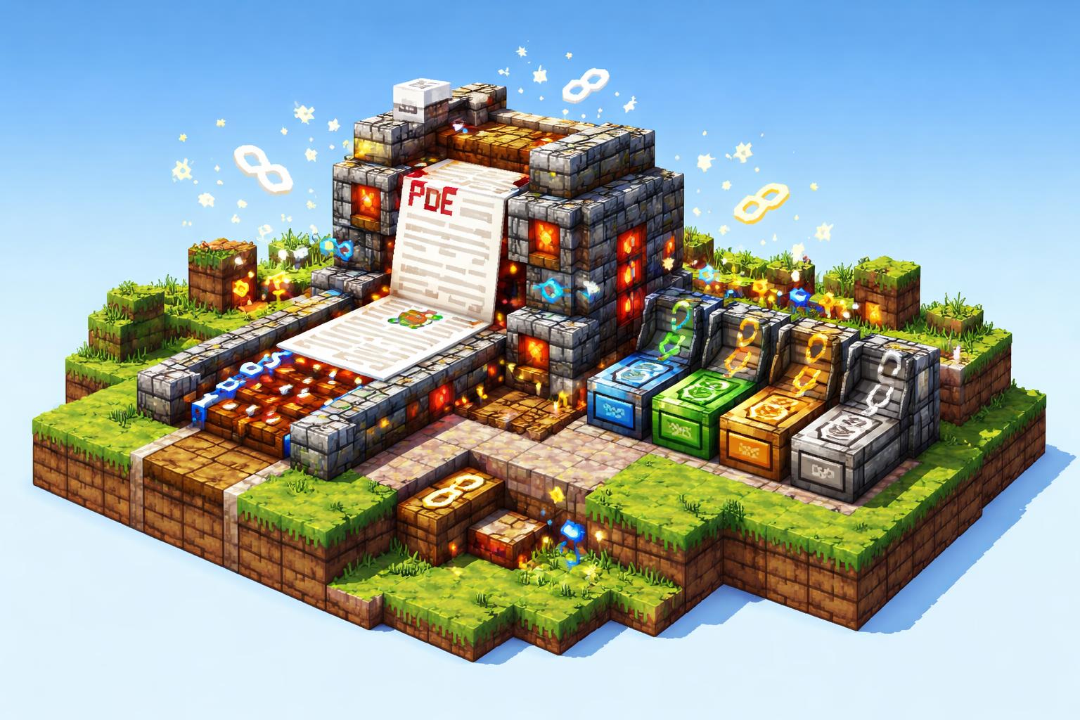 Hero banner showing a voxel PDF scanner sorting links into different paths