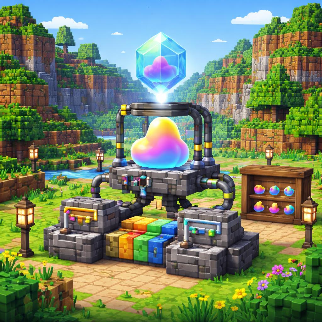 A voxel landscape showing a control system for changing blob complexity and randomness
