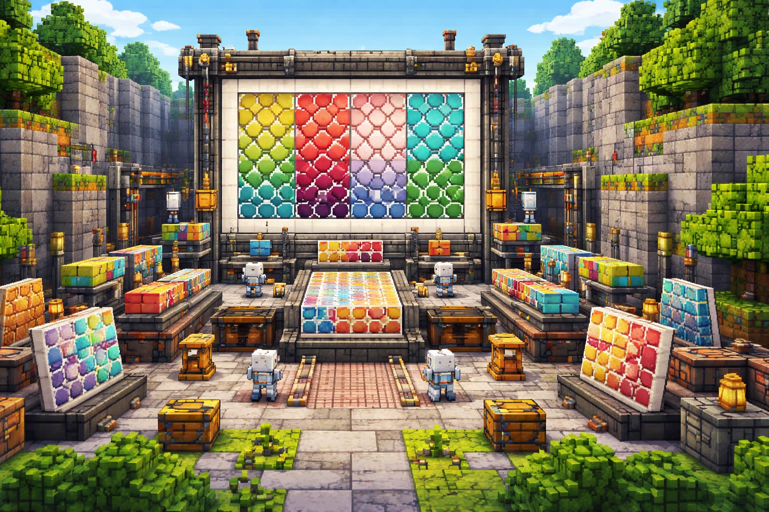 Voxel preview studio with multiple scale pattern variations on display