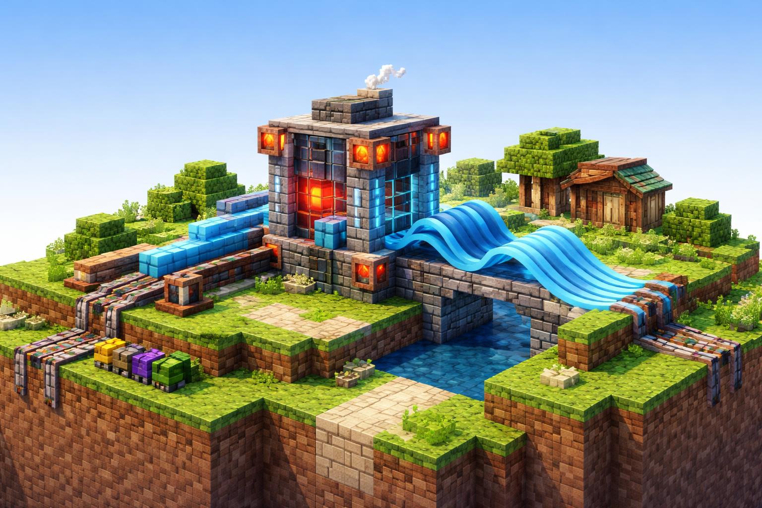 Hero banner showing a voxel machine shaping flowing wave dividers