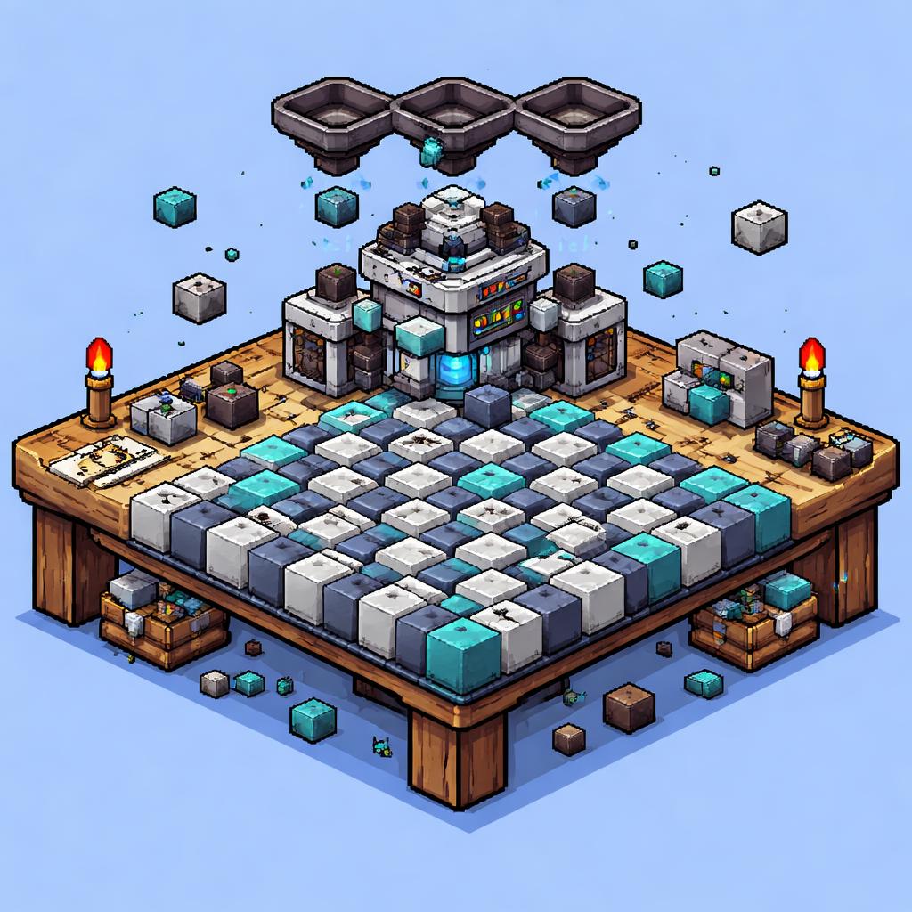Voxel workshop assembling a repeating isometric cube tessellation