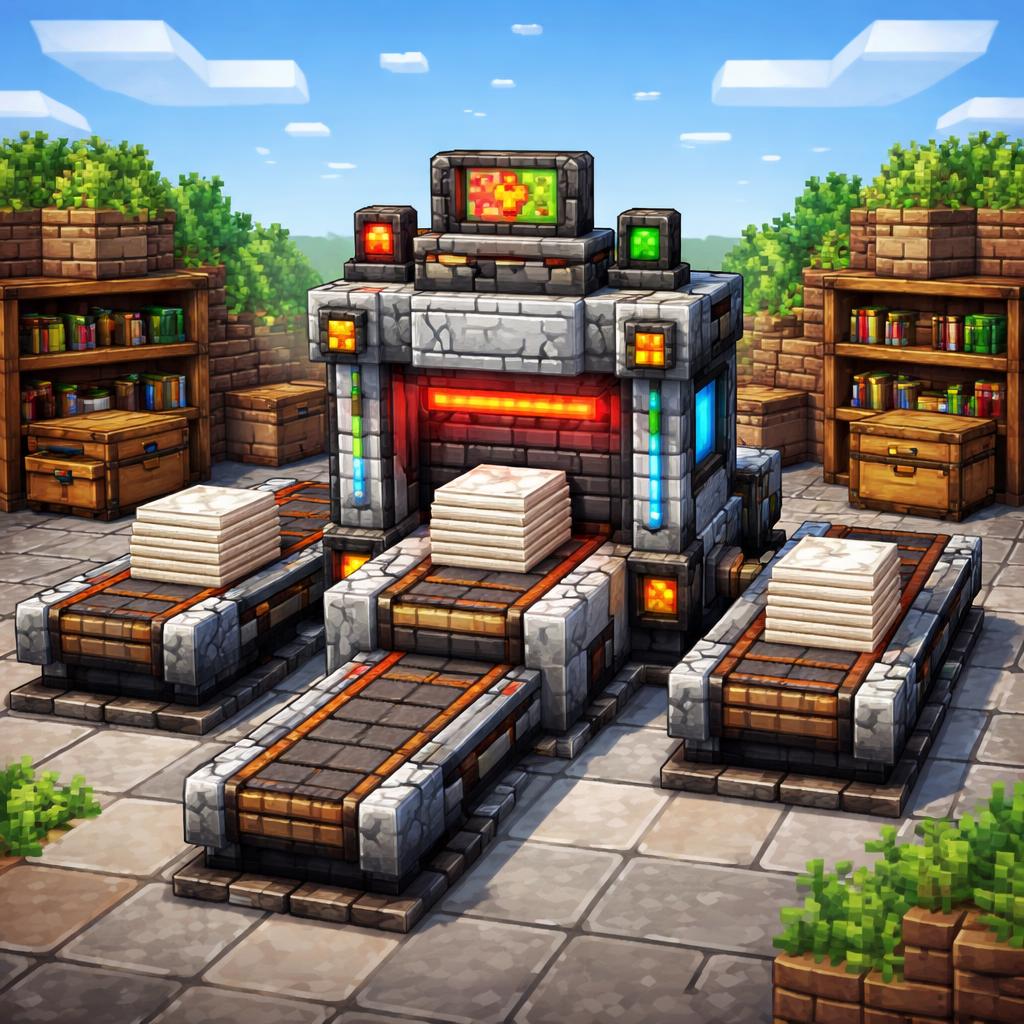 Illustration of a voxel workshop merging multiple PDF stacks into one document