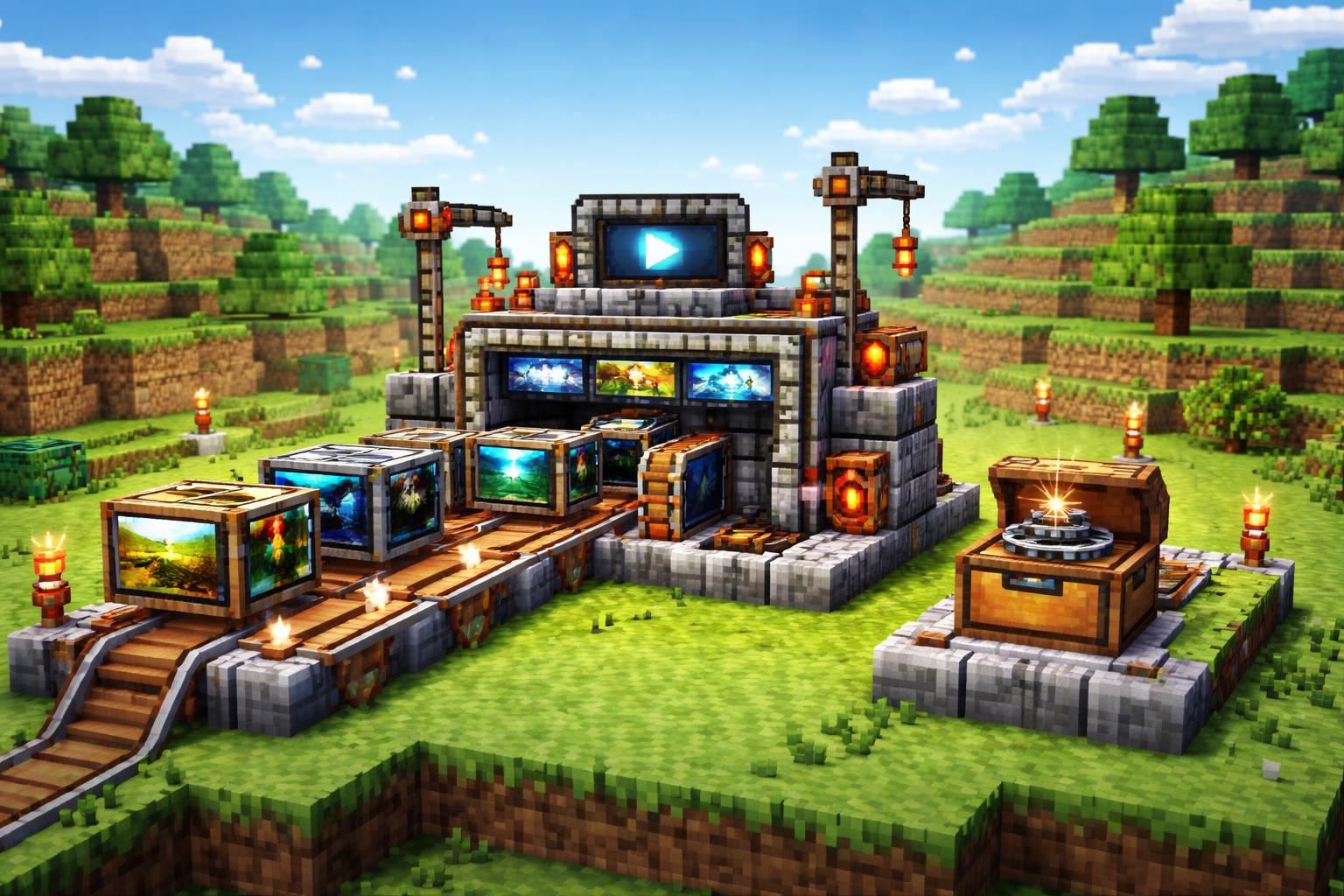 Hero banner showing clips flowing through a voxel merge machine