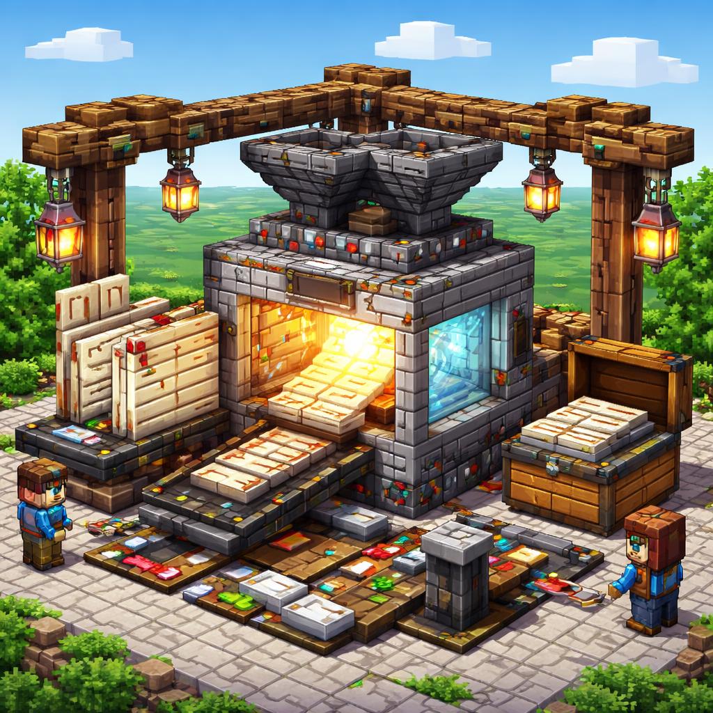 A voxel workshop where a large HTML page is compressed into a tidy output block