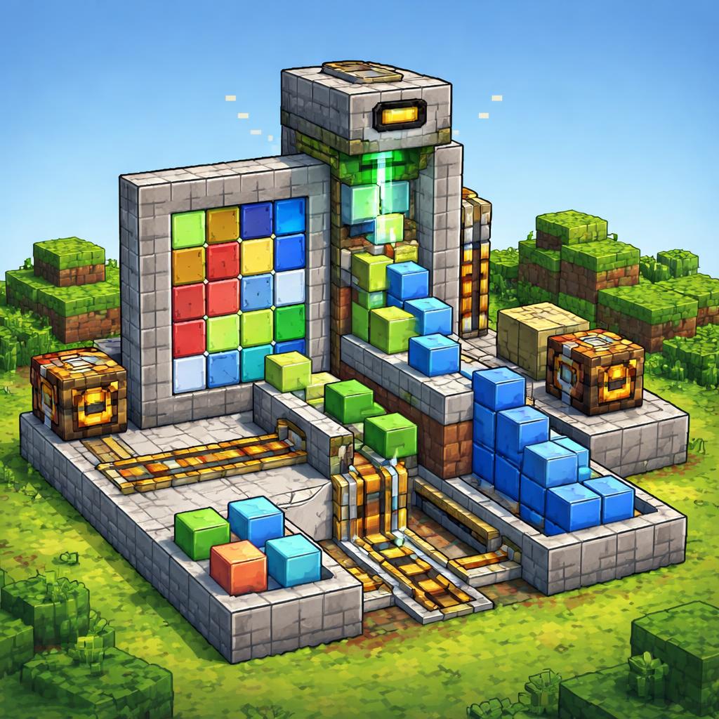 Voxel illustration of a tolerance scanner selecting matching blocks for recoloring