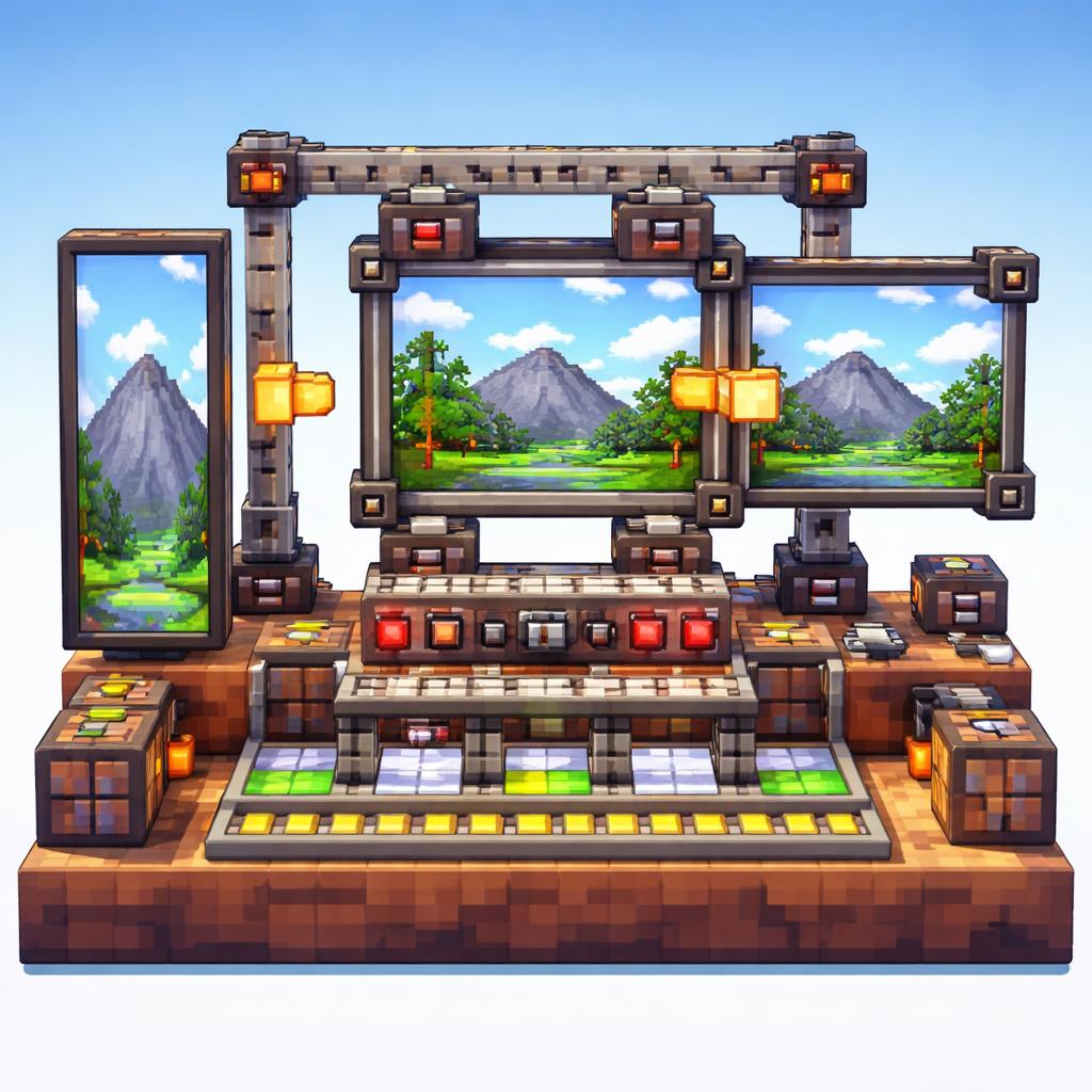 Voxel illustration of a frame-sizing machine expanding and cropping a video panel