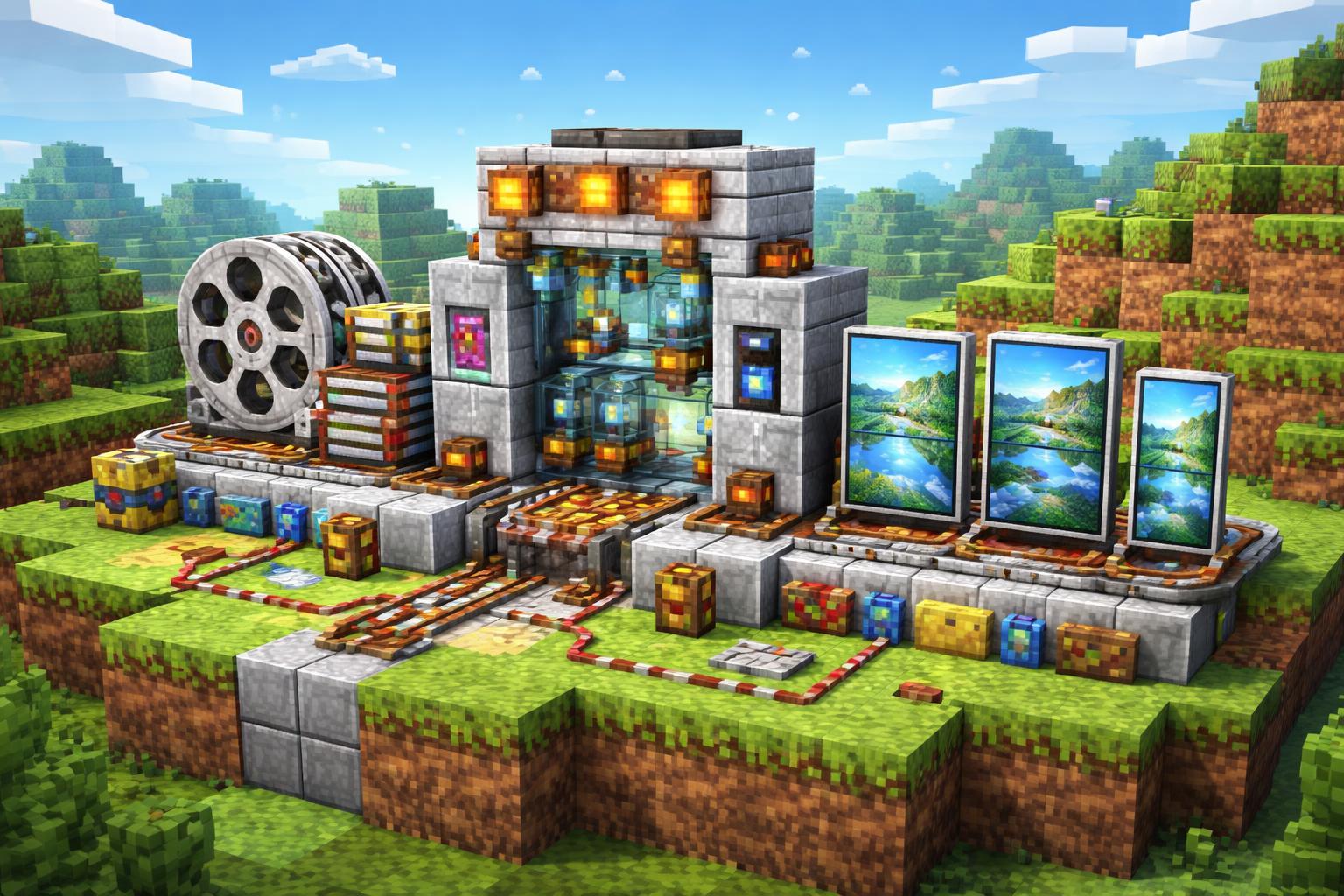 Banner showing a voxel workshop converting video frames to common dimensions