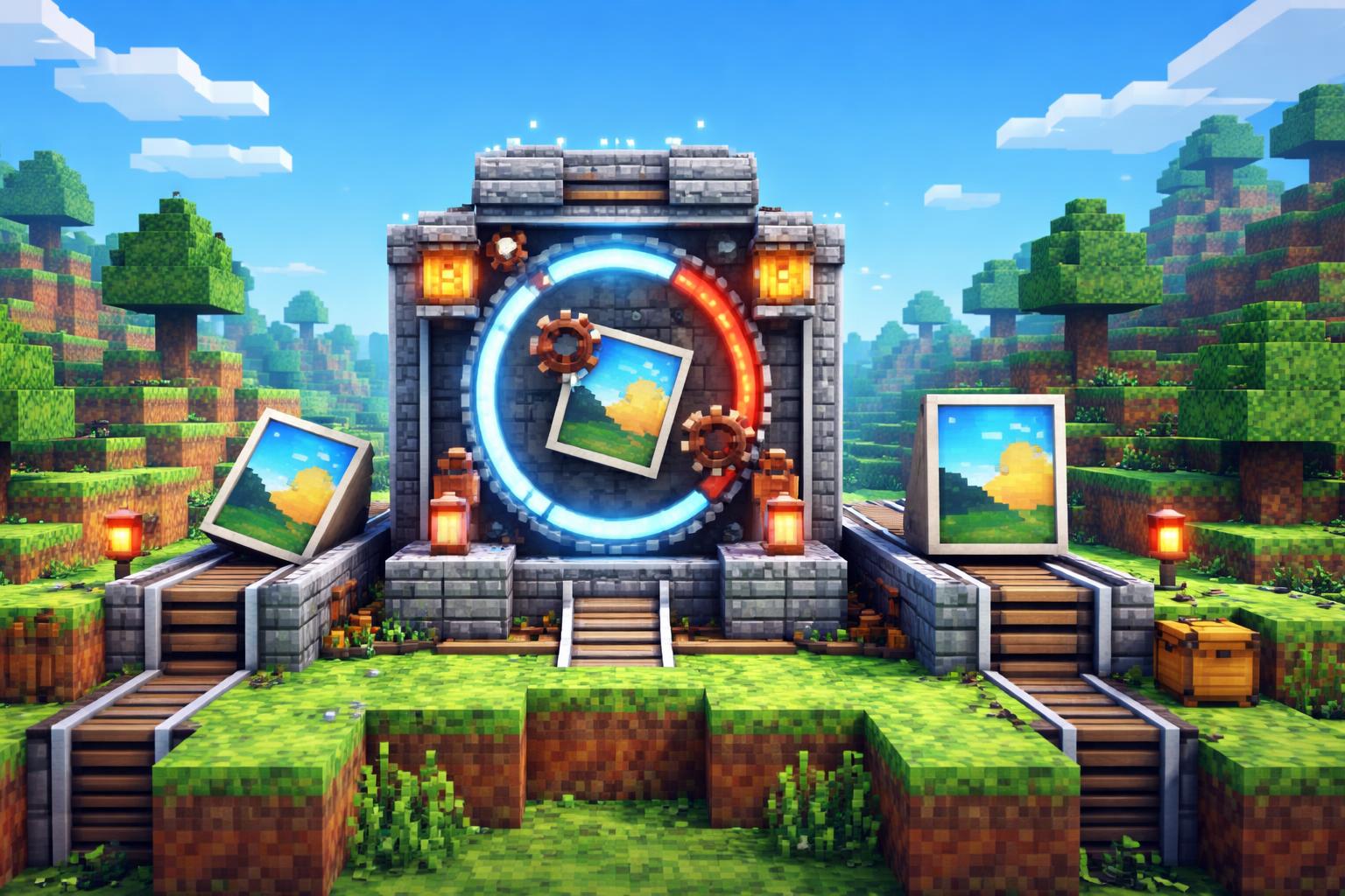 Banner showing a voxel machine rotating an image upright