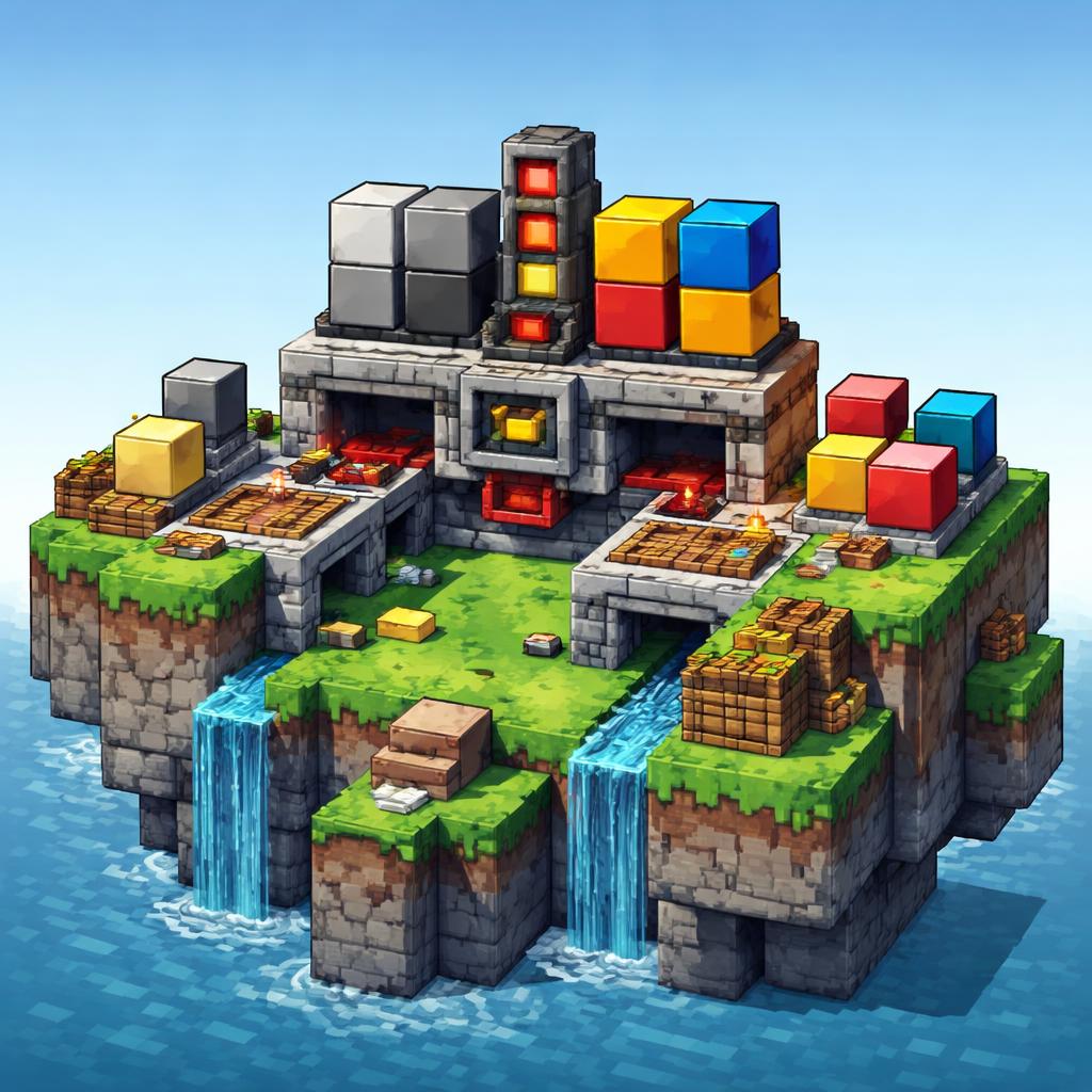 Voxel floating island showing colors entering a calibration station and leaving with higher contrast