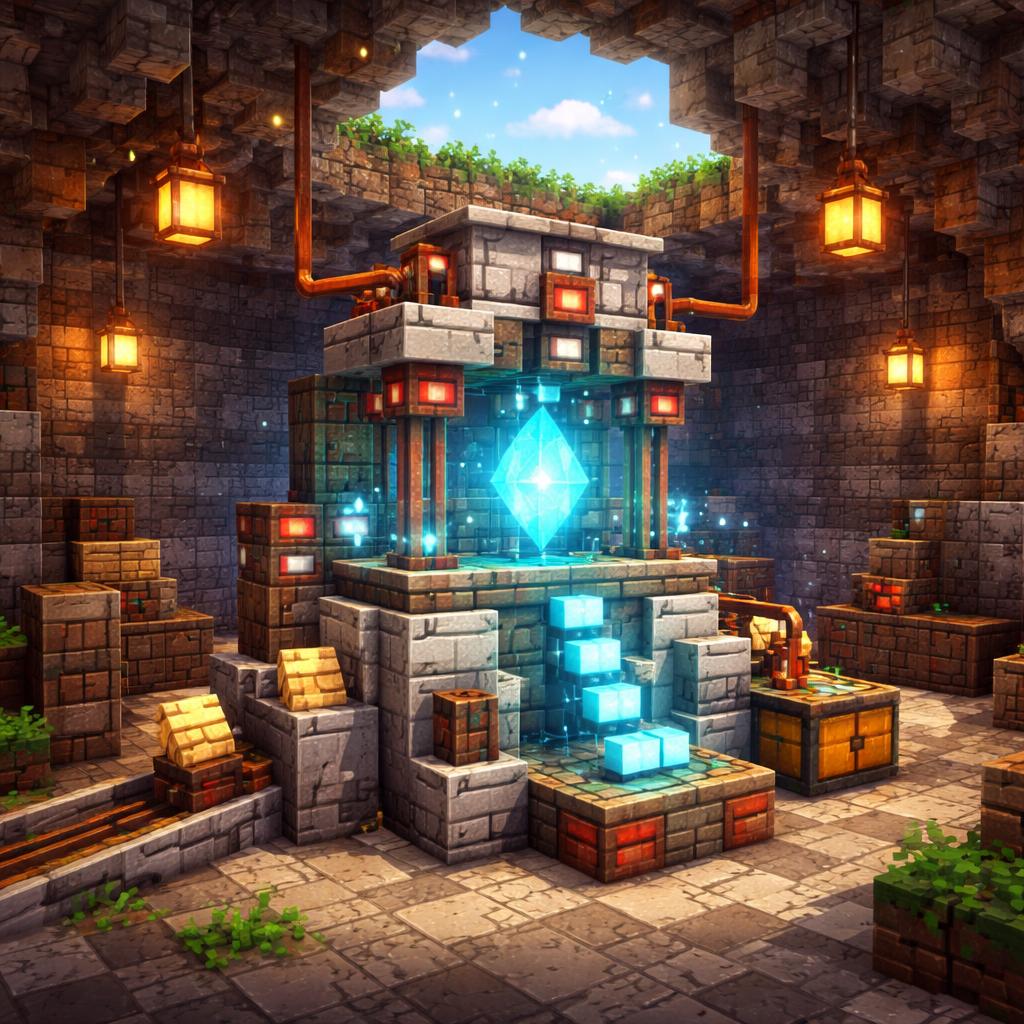 An underground forge producing Unicode-style output blocks