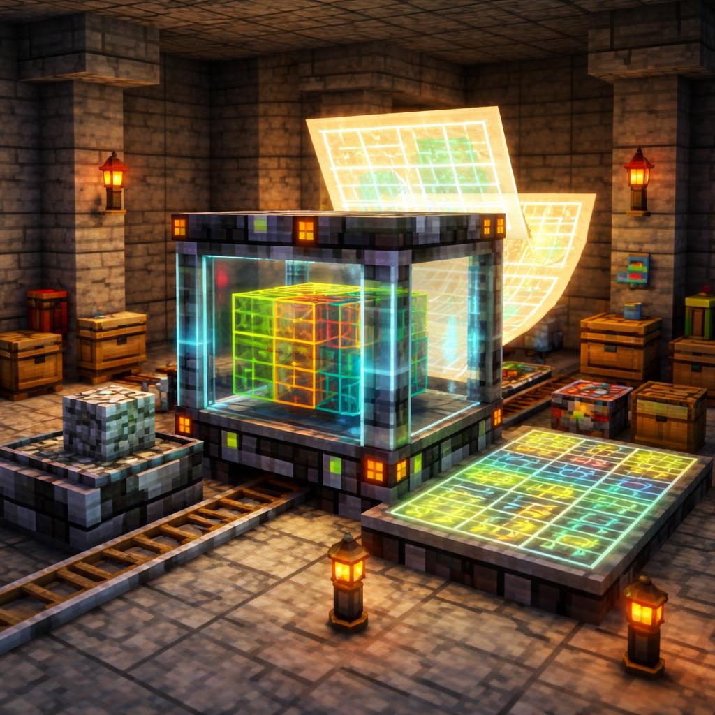 Voxel cave machine splitting a mesh into panels and revealing UV islands