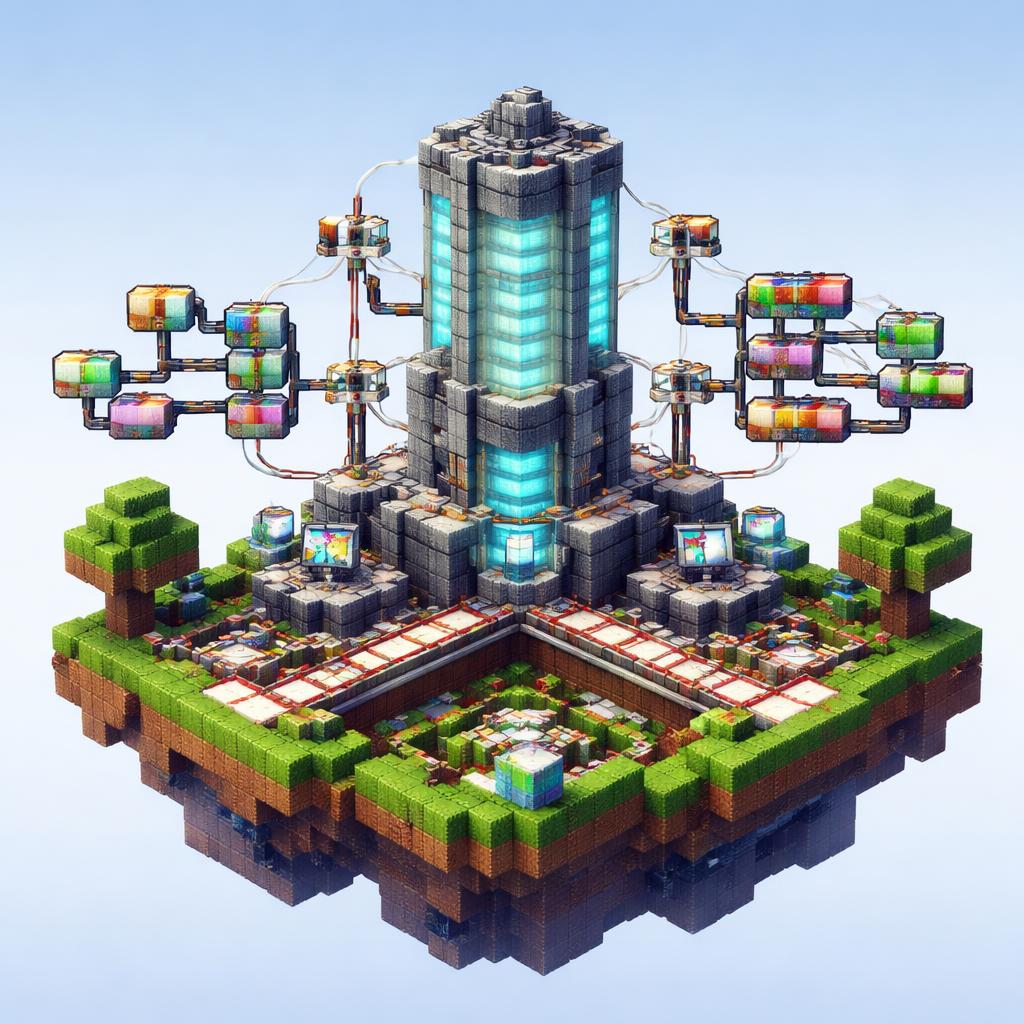 Floating island data lab with branching JSON nodes being renamed