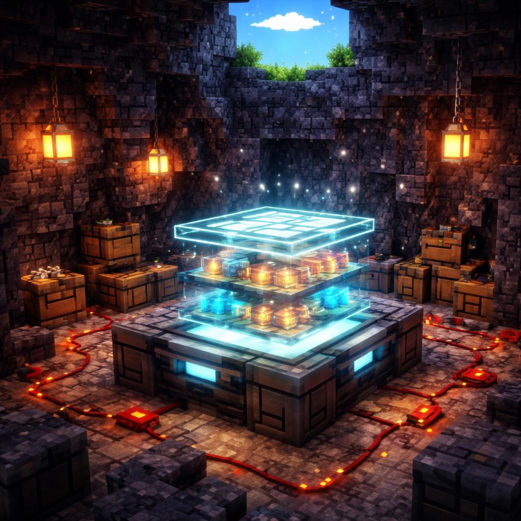 Voxel cave vault revealing hidden layers inside a PDF