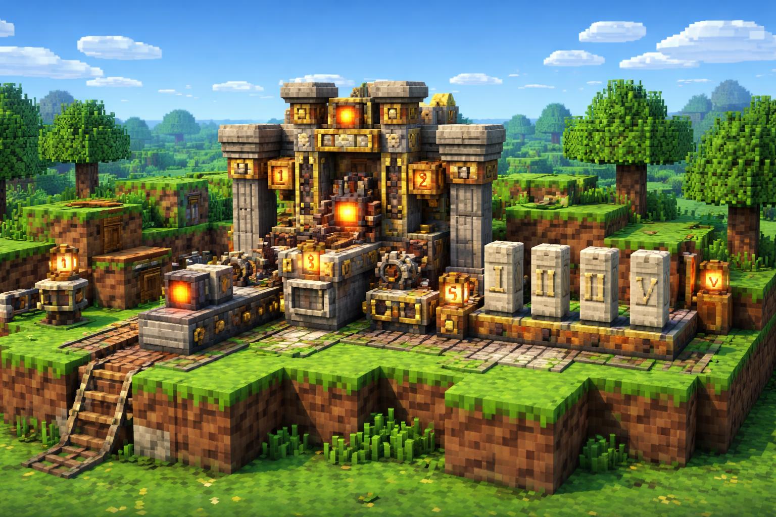 Hero banner showing a voxel Roman numeral conversion workshop