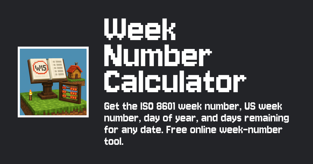 Calculadora de Número da Semana — ISO 8601 e EUA Grátis — Tiny-Online.Tools